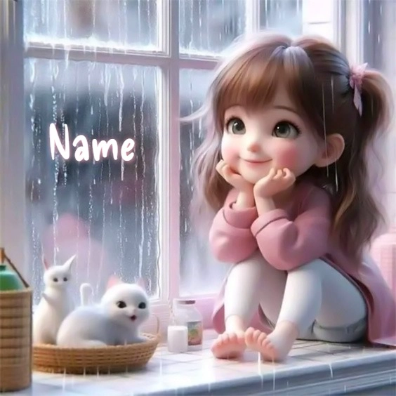 Personalize a Cute Pink Cartoon with Your Name for Social Media
