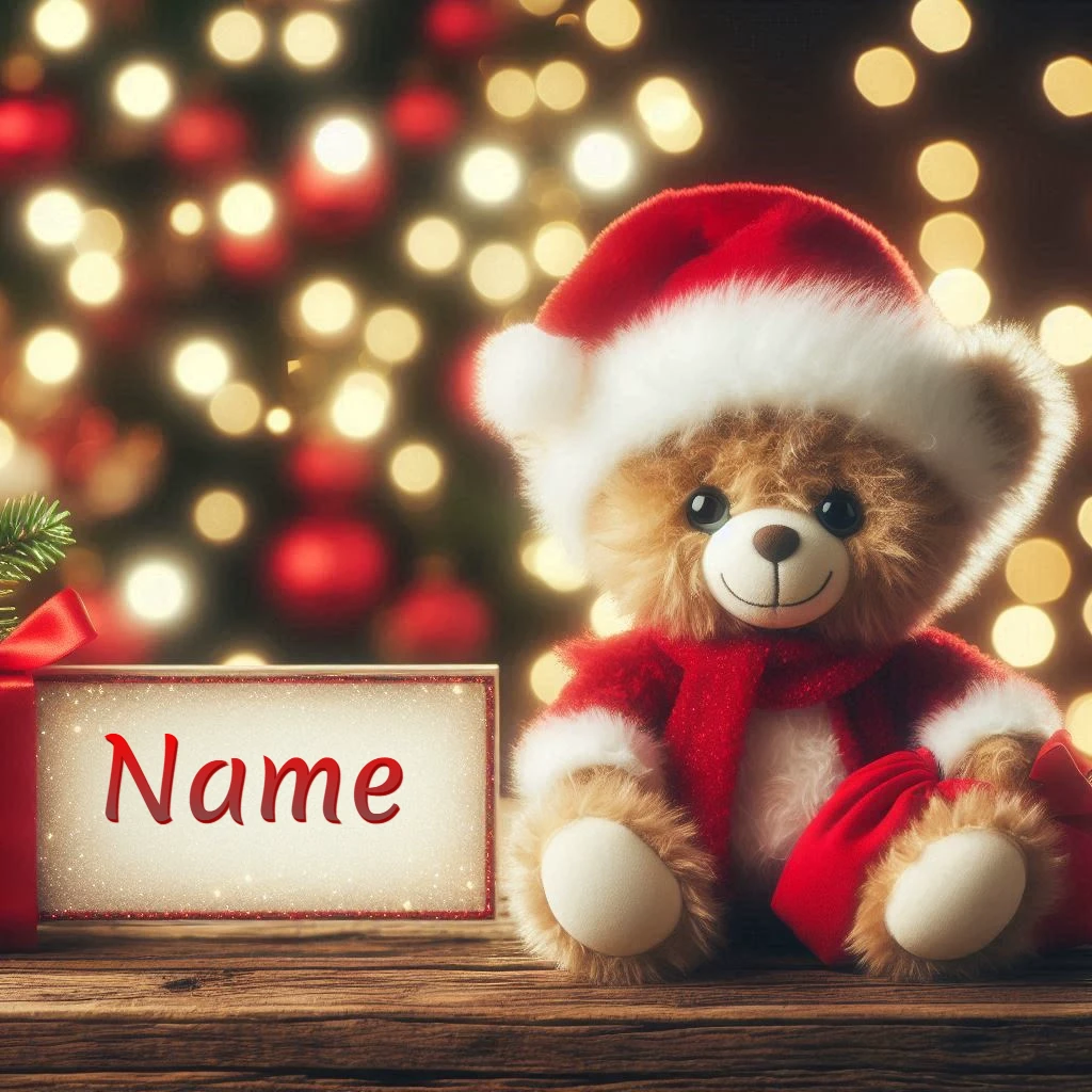 Personalize a Cozy Teddy Bear Image for New Year Greetings