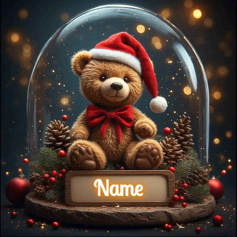 Personalize a Festive Teddy Bear Image with Your Name Today