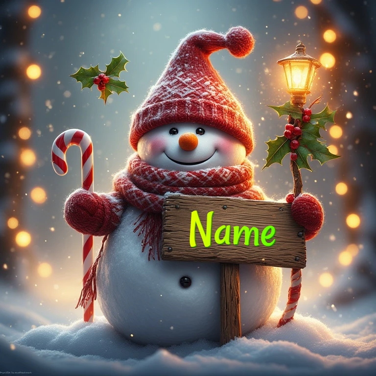 Personalize Your Snowman Scene for Magical New Year Wishes