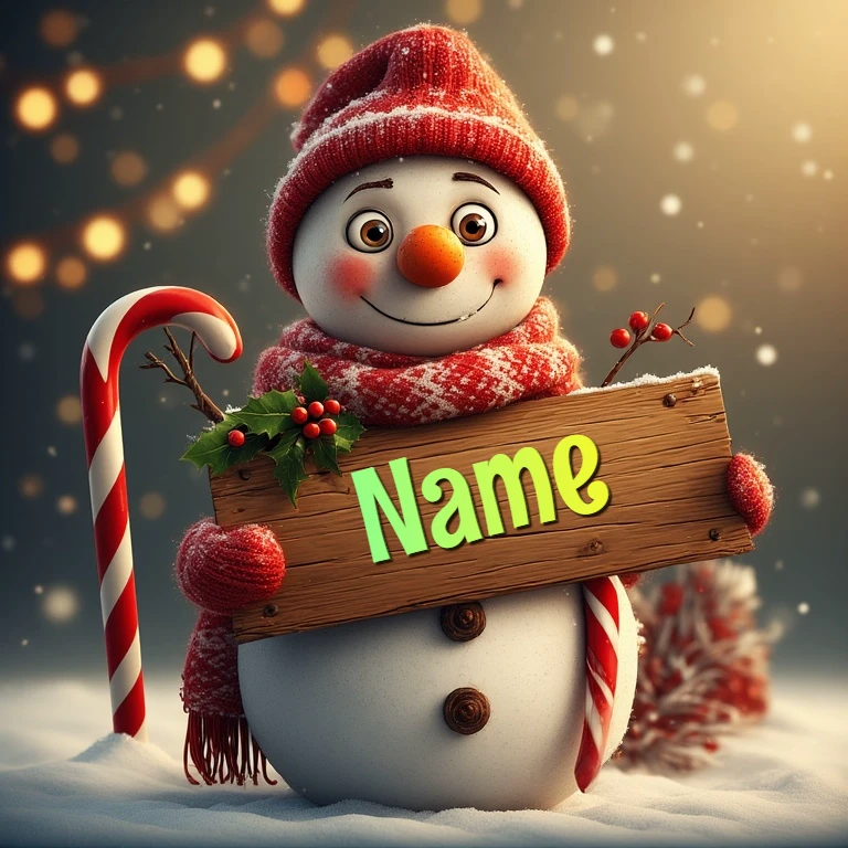 Personalize a Festive Snowman Image for New Year Greetings