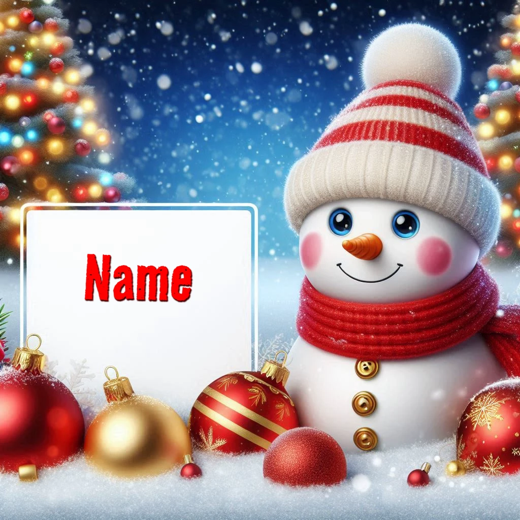 Personalize Your Snowman Image for Festive New Year Greetings