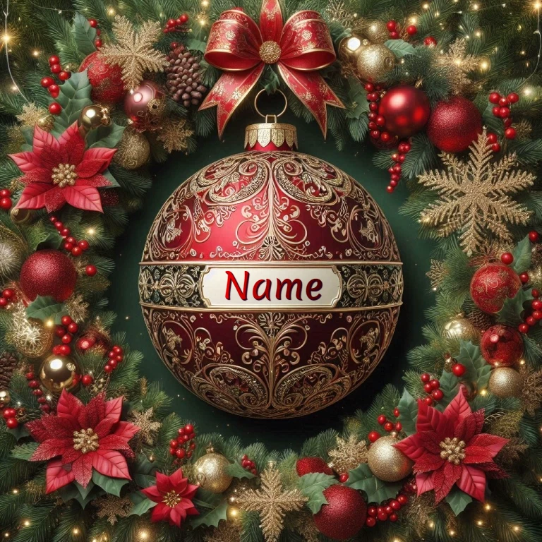 Personalize Festive Ornament Images with Your Name for Holidays