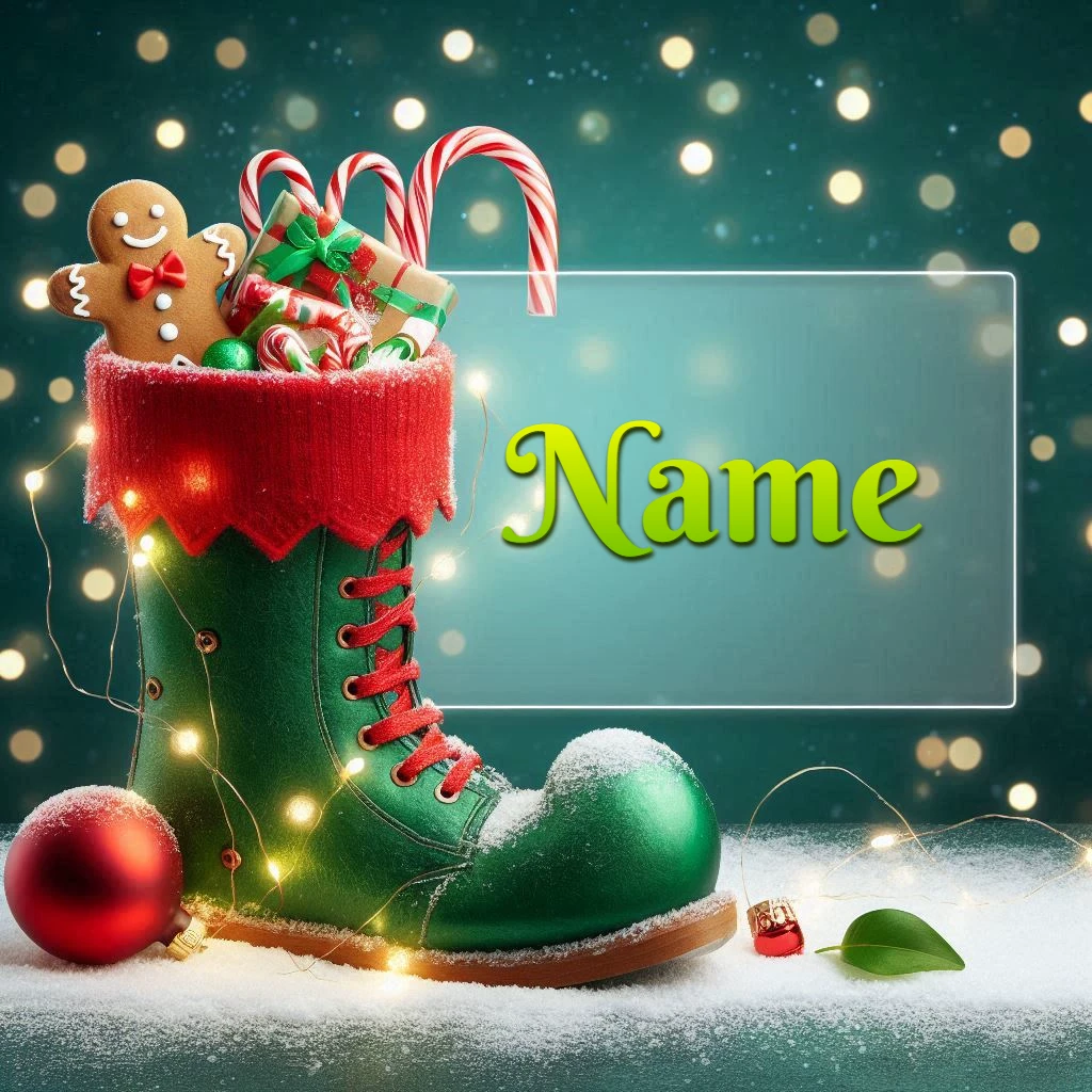 Customize a Whimsical Elf Boot Image for New Year Greetings