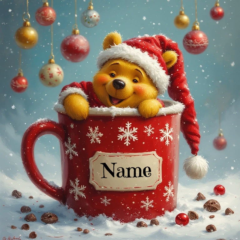 Personalize Winnie the Pooh's Festive Mug for Holiday Cheer