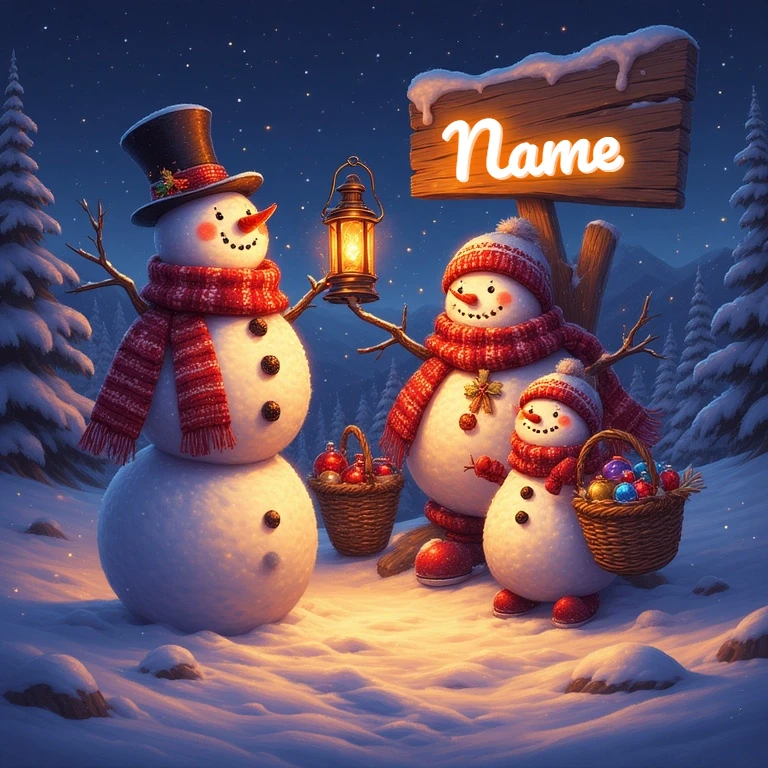 Personalize Your Snowman Family Card for a Heartfelt New Year