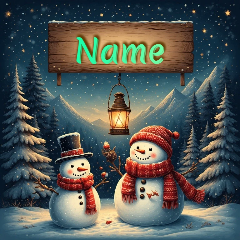 Add Your Name to a Magical Snowman Scene for New Year Fun