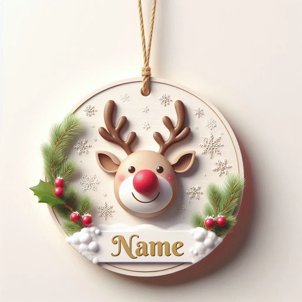 Personalize a Rudolph Ornament Image for Unique New Year Greetings