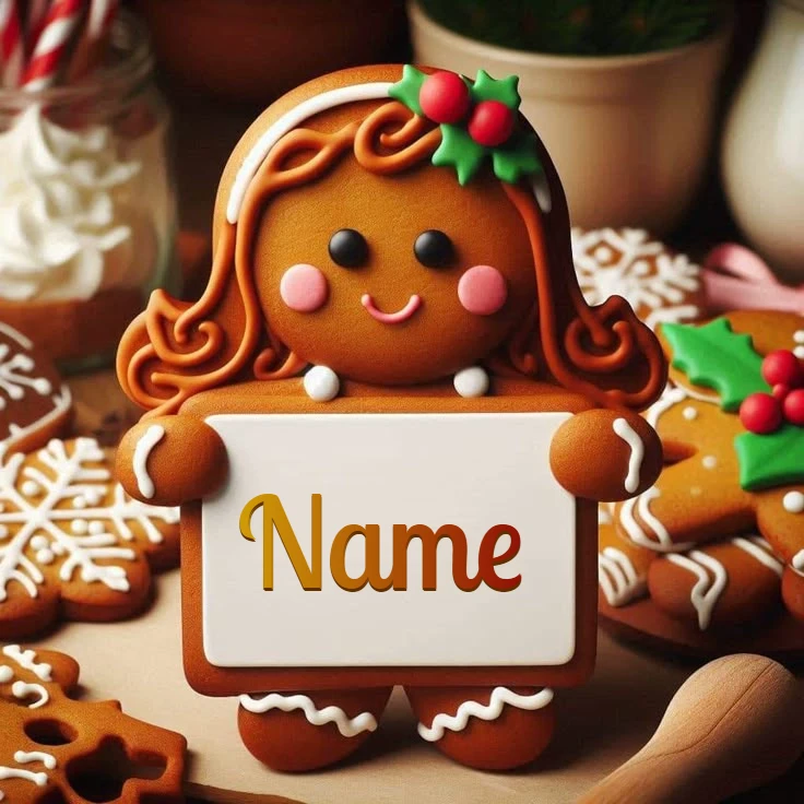 Write Your Name on Cute Gingerbread Girl Images
