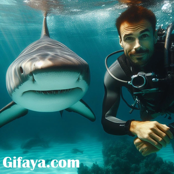 Dive into Adventure Face Swap with Sharks in Clear Blue Ocean