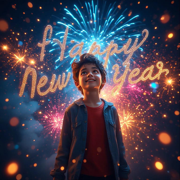 Swap Your Face onto Festive New Year Fireworks Scene