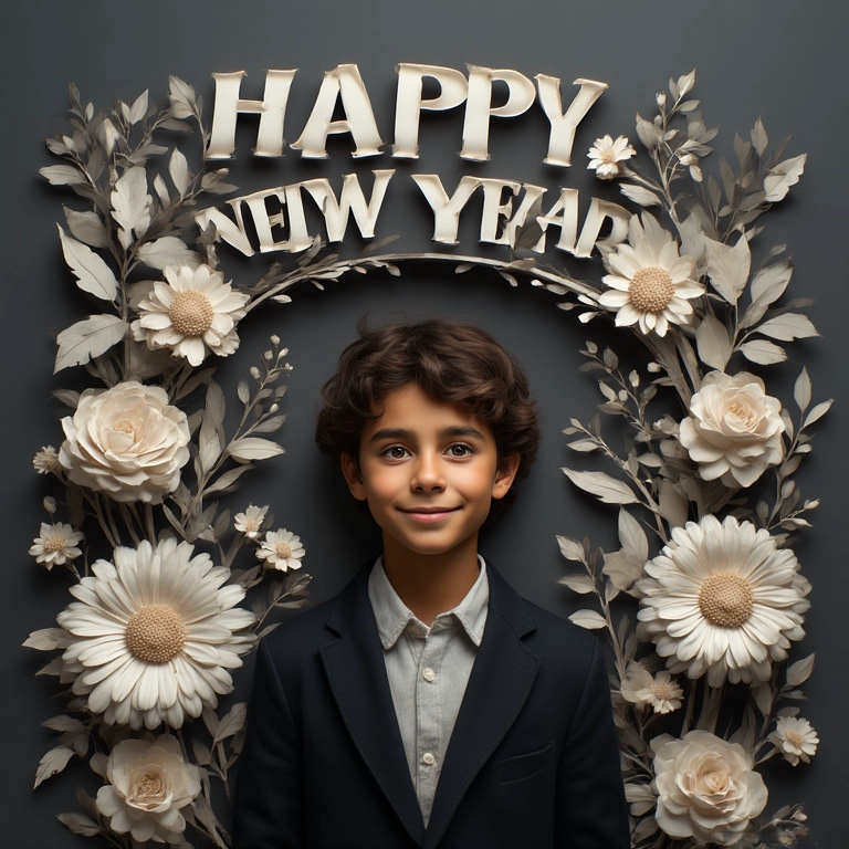 Swap Your Face onto Happy New Year Floral Photos