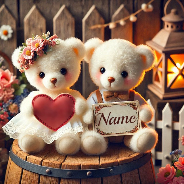 Personalize Teddy Bear Scene with Your Name for Special Memories