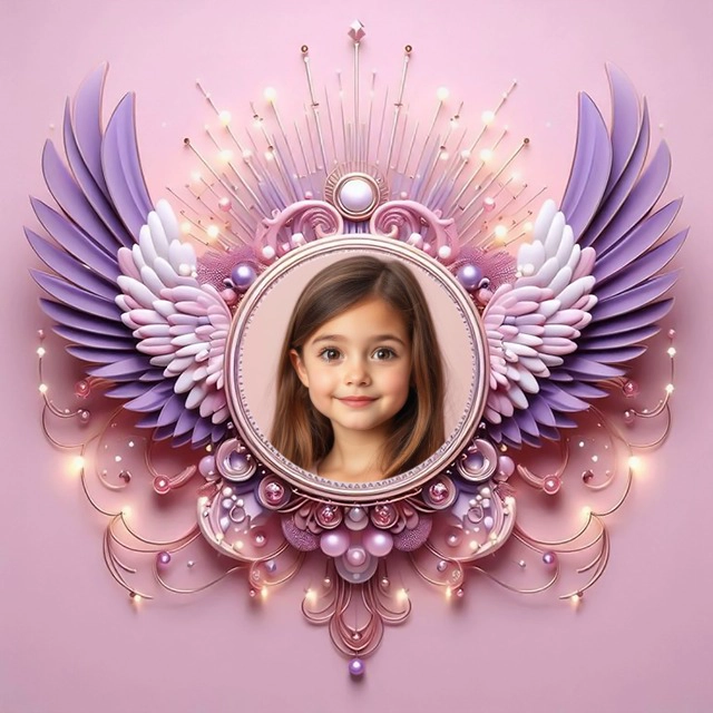 Elegant Pastel Frame with Delicate Wings for Your Photos
