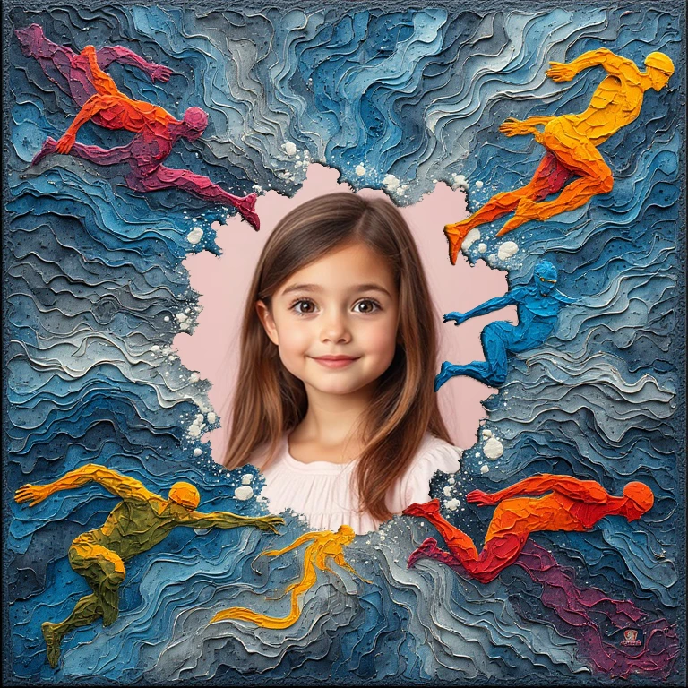 Personalize Swimming Photos with a Vibrant Artistic Frame Template