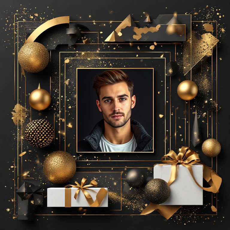 Capture New Year Elegance with Black and Gold Frames