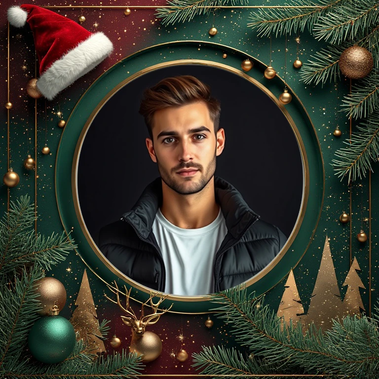 Add Festive Flair to Photos with a Chic Green and Gold Frame