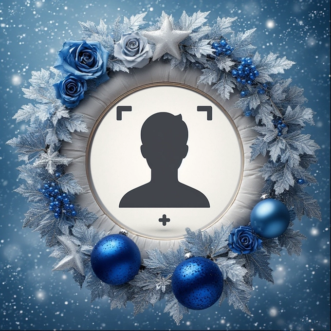 Add Your Photo to Blue Winter Wreath Frame Design
